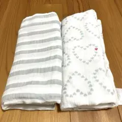 aden+anais エイデンアンドアネイ　ハート柄&ストライプ柄　2枚セット