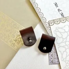 半額以下！2点セット 牛革製 ギボシのコードクリップ 本革 chocolate