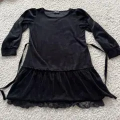 COMME CA ISM ブラック ワンピース 120A フォーマル　ベロア