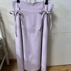 薄紫 リボン付き フレアスカート
