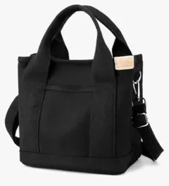 【男女兼用】ブラックショルダーバッグ 多層収納 トートバッグ 2way