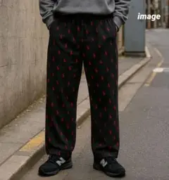POLO RALPH LAUREN スリープウェアパンツ M レッドポニー 黒