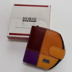D681/保存箱ありHORSE 財布 マルチカラー パッチワーク