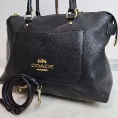 ✨美品 ✨COACHコーチ ハンドバッグ レザー 黒 f31467 シボ革