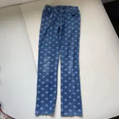 ハート柄デニムロングパンツ