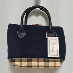 St. Romeo★ミニ トートバッグ ネイビー チェック　フリース