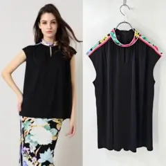 近年未使用　LEONARD レオナール　カンカン　ハイネック　ブラウス　42 近年美品 LEONARD レオナール カンカン ハイネック ブラウス 42