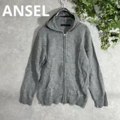 ANSEL シンプルジップニットパーカー　グレー　M〜L ダブルジッパー