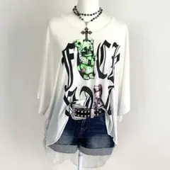 00s archive スカル バックレース 英字ロゴ ゆるTシャツ y2kのサムネイル