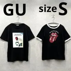 美品S【GU/ジーユー】半袖プリントTシャツ2点セット