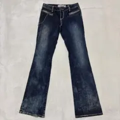 y040407 Ed Hardy デニムジーンズ　チェーン　スカル　スタッズのサムネイル