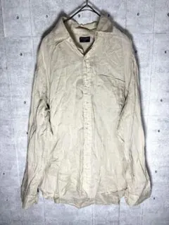 BACK NUMBER シャツ ベージュ 麻 メンズ Mサイズ 古着 カジュアル