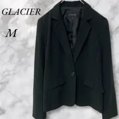 GLACIER　テーラードジャケット　シングル　ピンストライプ　M　ブラック
