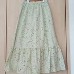 完売 GU コットンレースティアードロングスカート