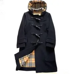 現行タグ★BURBERRY★ロゴ入りデカトグル★ロングダッフルコート★黒