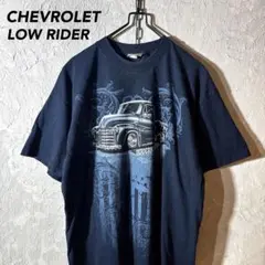 Chevrolet 90s〜 Tシャツ クラシックカー ローライダー 濃紺　XL