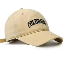 キャップ　帽子　CAP　コットン レディース　刺繍ロゴ　ベージュ　UV　調整可能