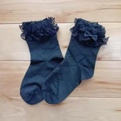 黒レースフリルキッズ靴下