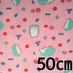 はりねずみとキノコ 生地 綿 50㎝ コットン