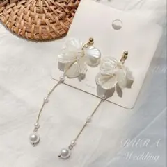 花びらロングイヤリング/ピアス結婚式ブライダルウェディング前撮りお呼ばれA