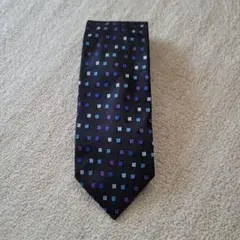 黒・紫・青・グレー チェック柄 ネクタイ
