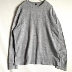 UNIQLO ワッフルクルーネックＴ　グレー　長袖Tシャツ　ロンT 男女兼用L