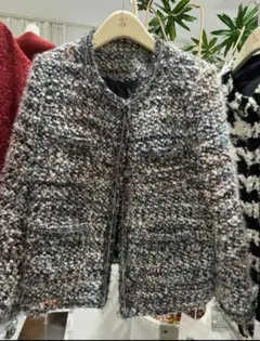 リノシエル♡ダウン♡グースダウンツイードジャケット L