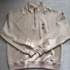 ベージュ ハーフジップ トレーナー