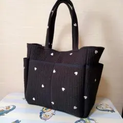 ポケットいっぱいヌビバッグ【ハート×ブラック】ハンドメイド