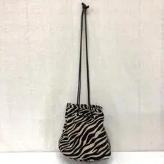 美品 relume ゼブラジャガードバッグ 巾着ショルダーバッグ 巾着トート