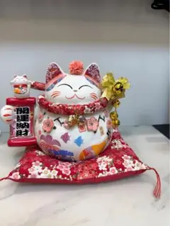 招き猫 置物 陶器製 23cm