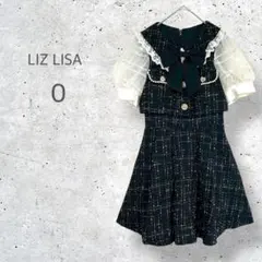 【LIZ LISA】　ツイード　フレアワンピース　パール　レース　姫系　ぽわん袖のサムネイル
