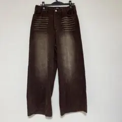 MSG/ワイドストレートウォッシュ加工コットンコーデュロイパンツ ブラウン M