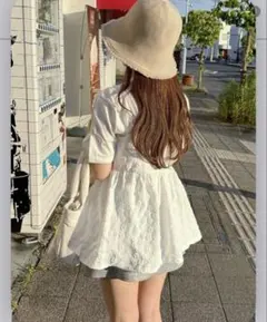前後2Way花柄ジャガードリボンキャミビスチェ