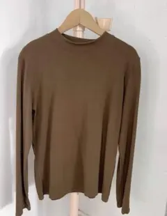 ブラウン 長袖 Tシャツ ストレッチ素材