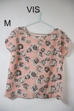 今日限り特価！Vプロフ必VIS花柄半袖カットソー花柄半袖TシャツMピンクかわいいのサムネイル