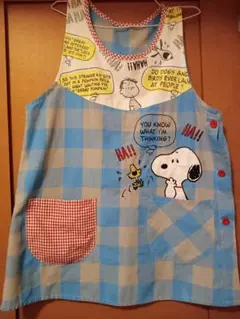 Snoopy エプロン 青チェック柄 キャラクターのサムネイル