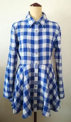 【シンノスケ デザインド バイ ピーター】ダブルガーゼペプラムシャツチュニックM