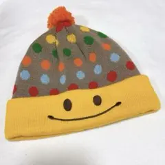 カラフル ドット ニット帽 ベビー 防寒 帽子 水玉 ボンボン アウトドア