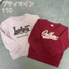 プティマイン トレーナー 2枚セット 110 グレー レッド トミカ 汽車