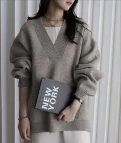 Bonjour sagan YENNA ディープVネックニットプルオーバー