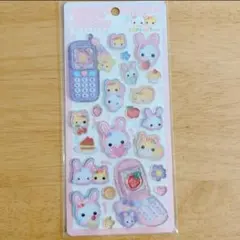 フワフワらびちゃん　平成はっぴーフォン　シール　　うさぎ