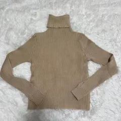 【Doula Doula】美品　タートルネック　リブ　ニット　ベージュ　萌え袖