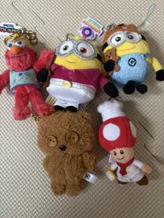 エルモ・ミニオン・キノコキャラクター ぬいぐるみセット