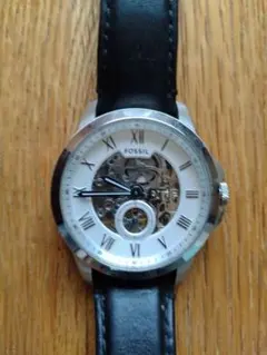 FOSSIL 腕時計 スケルトン文字盤 ブラウンレザーベルト - メルカリ