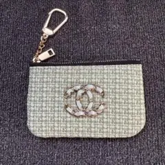 ◎新品 CHANEL ツイードロゴ小物ポーチ ライトグリーン◎