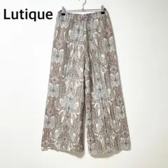 ルティーク【L】ガウチョパンツ プリーツ ペイズリー柄 ウエストゴム ゆったり