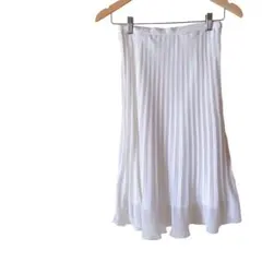 膝丈プリーツスカート 白 M