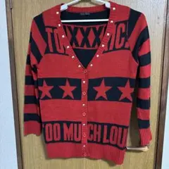 CANDY STRIPPER スタッズ 赤黒ストライプカーディガン