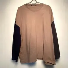 シジョマン ベージュとネイビーの長袖カットソー